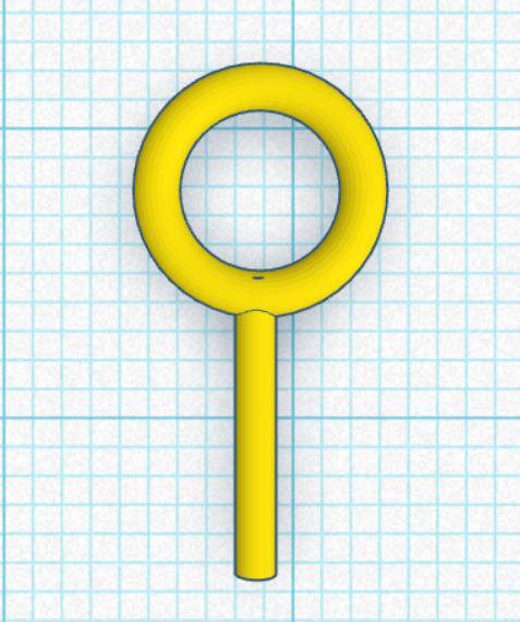 Tinkercad design showing the yellow hook model